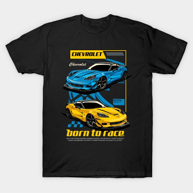 C6 Corvette Born to Race T-Shirt by Harrisaputra